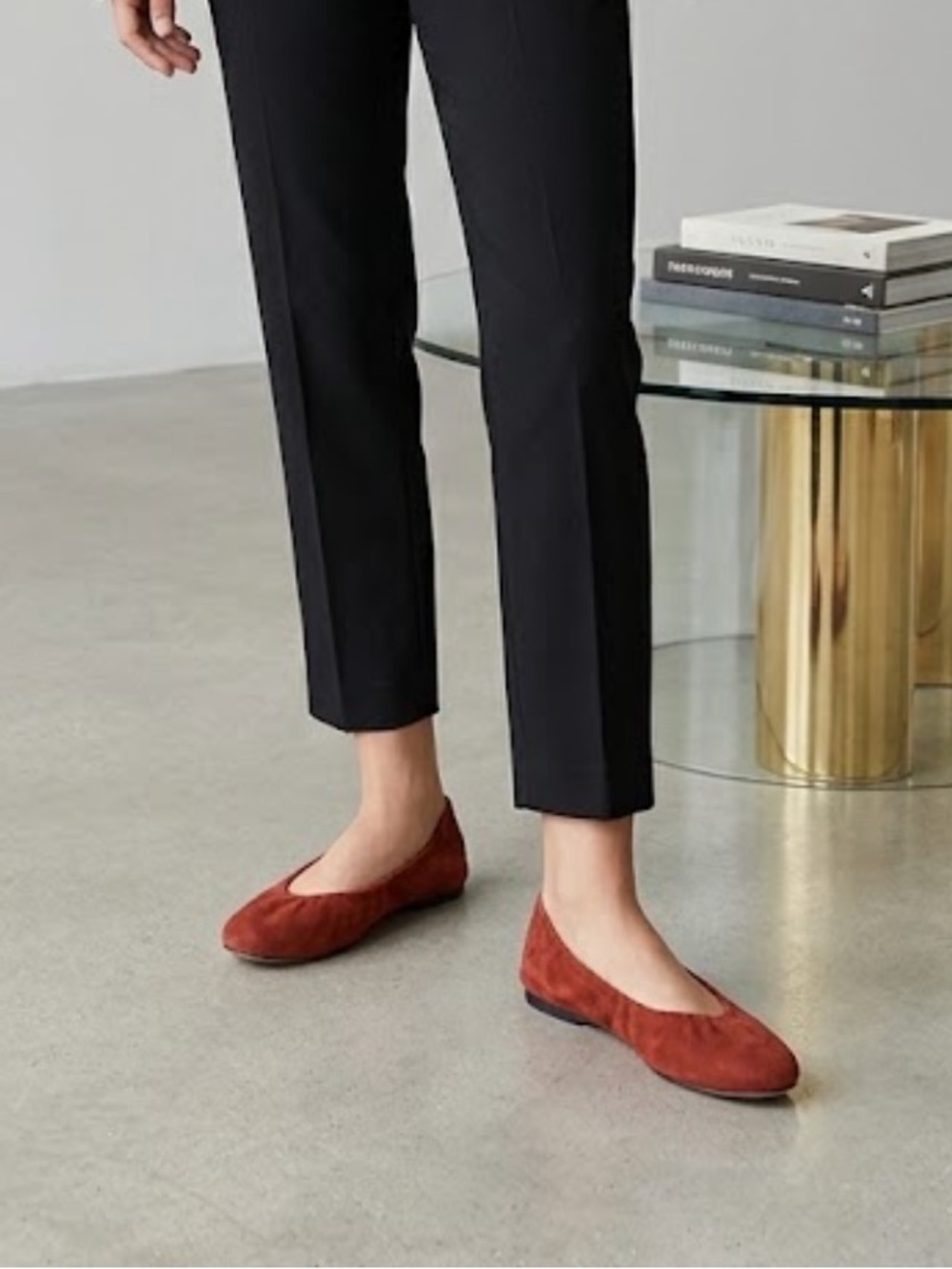 J.Crew Cece Red Suede Ballet Flats Size 8 Classic Round Toe Shoes